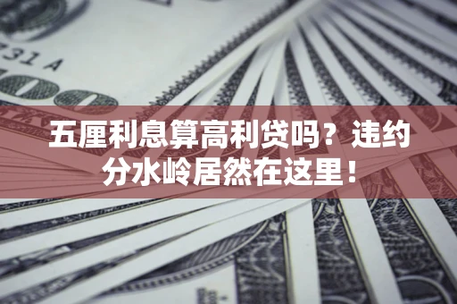 武汉五厘利息算高利贷吗？违约分水岭居然在这里！