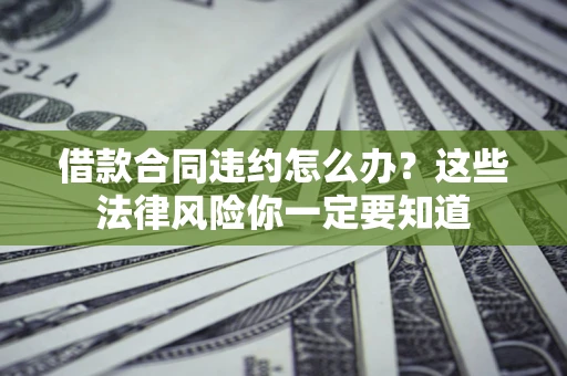 武汉借款合同违约怎么办？这些法律风险你一定要知道